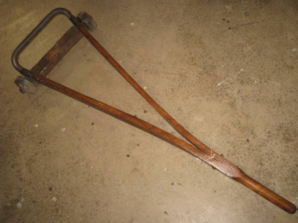 *Antique RARE CONSTRUCTION OLD WOOD WHEEL Store Wine Cellar Dolly Hand 1