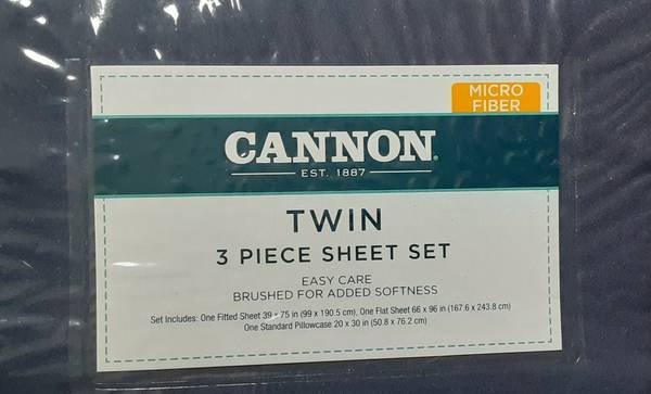 Cannon 3 Piece Twin Microfiber Sheet Set BLUE (Midtown)