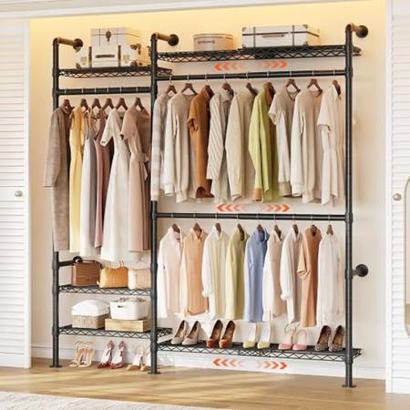 H2 Plus Expandable Wall Mounted Closet System, 3.8FT-5.1FT Closet Organizer | Wi 1
