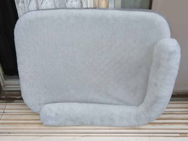 Grey bed cushion designed as a floor lounger for dogs. 1