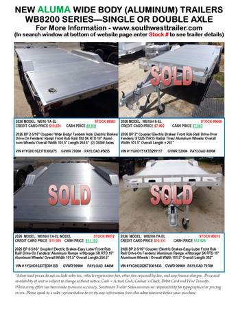 NEW ALUMA WIDE BODY TRAILERS @ SOUTHWEST TRAILER SALES (760) 788-8900 1