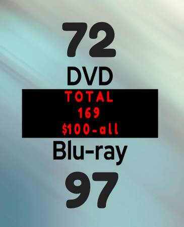 169 TOTAL - BLU -RAY & DVD'S - ($100 ) ALL - general for