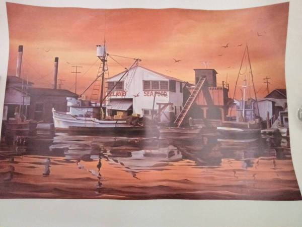 Vintage Delaney Seafood Lithograph- signed- 19" x 13" 1