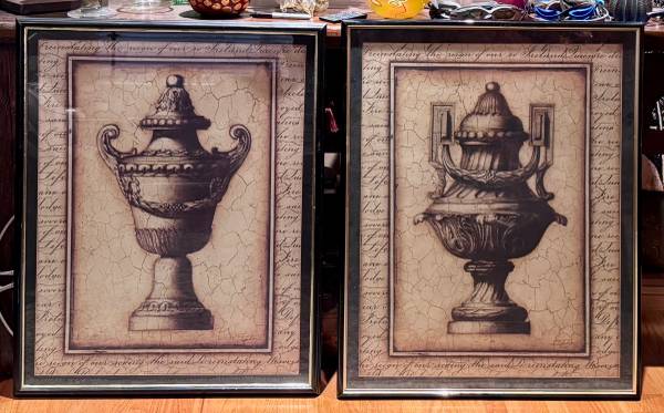 Retired Sid Dickens Prints - Architectural Baroque Vase / Urn I and II 1