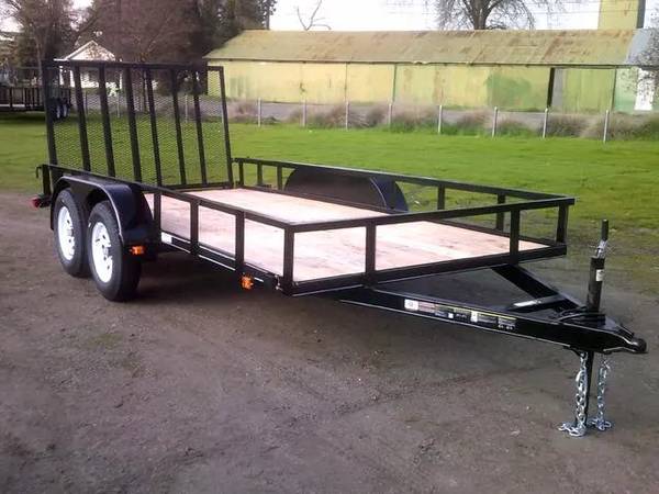 NEW 6'4x14 Tandem Axle Utility Trailer with Rear Ramp 1
