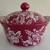 Red White Floral Flower Round Lidded Baker Casserole Dish 1 thumbnail