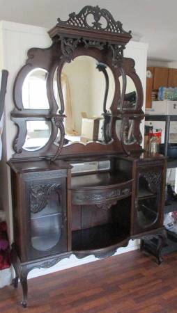 Antique 1880 Chiffonier 2-Piece Mahogany Dresser Furniture OBO 1