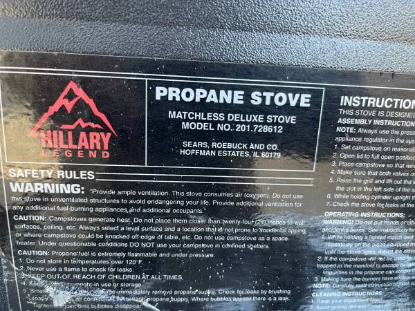 Hillary propane stove 1