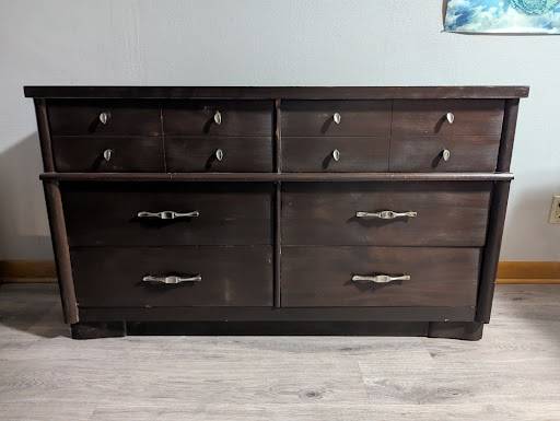 Vintage wood lowboy 6 drawer dresser 1