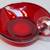 Vtg Red Glass, Heart-Shaped Candy/Nut Dish with Clear Handle 3 thumbnail