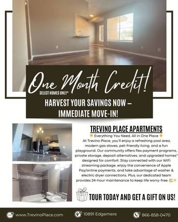 $1 / 1br - 🕷️ NO BONES ABOUT IT – 1 MONTH CREDIT SPECIAL (Trevino Place on 10891 Edgemere)63971559394563120