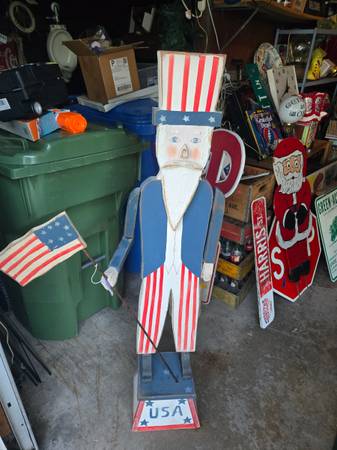 Vintage wooden uncle Sam folk art stand 1