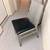 Silver Metal Chairs+Barstools with Black Faux Leather and Backrest 6 thumbnail