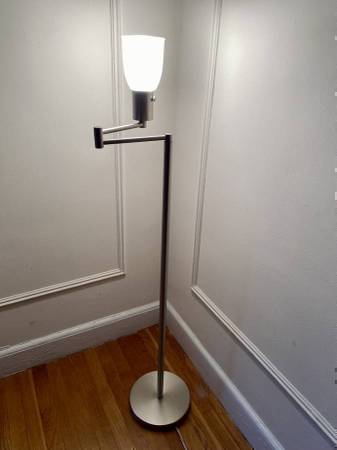 Machine Age MCM Flex Arm Brushed Steel Floor Lamp Reproduction 1