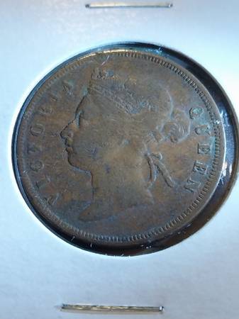 1876 Straits Settlements One Cent Coin 1