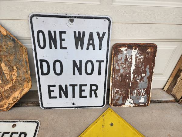 Original Heavy Metal Embossed Sign Vintage Mancave Signage Garage