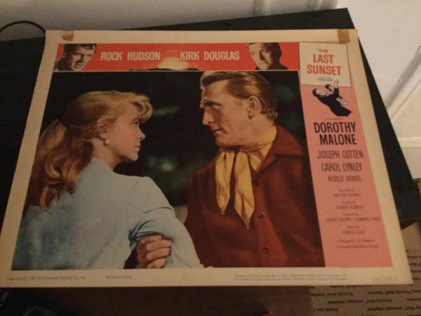 Rock Hudson Kirk Douglas "The Last Sunset" original 11"x14" poster 1