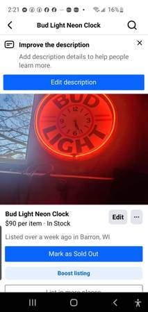 Neon Bud Light Clock 1