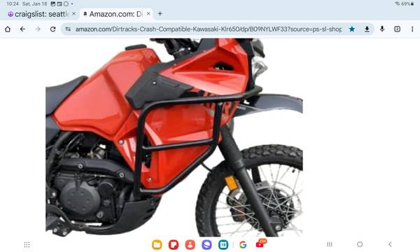 Kawasaki KLR 650 2022 to 2025 Crush Bars - $100 (Anacortes)63435874678915122