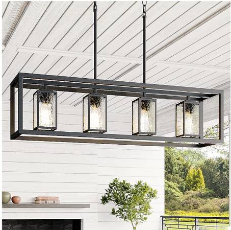 4 -Light Black Transitional Large Outdoor Hanging Pendant Light #4922 1