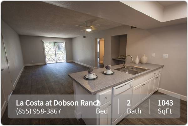 $1,589 / 2hab - 1043ft2 - La Costa en Dobson Ranch - Hermoso de 2 habitaciones, 2 baños en un entorno sereno (Mesa - Dobson Ranch)63623945163779122