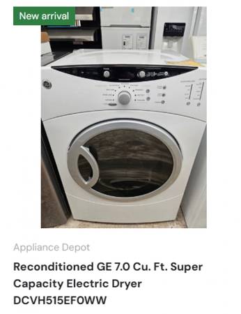 Reconditioned GE 7.0 Cu. Ft. Super Capacity Electric Dryer DCVH515EF0W 1