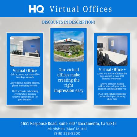 $149 📨Virtual Office, Real Presence... with HQ!!📍 (Arden-Arcade / Sacramento)63844740115201120