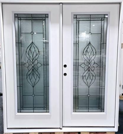 New 72" Full Deco Glass RH Inswing Fiberglass Exterior French Door 1