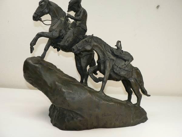 Vic Payne,Western Sculptor,Bronze, Cowboy Leading Pack Horse/ Antelope 1