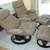 2 LEATHER RECLINER CHAIRS & 2 Ottomans Ekornes style chair ottoman 5 thumbnail