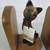 Hand Carved Wooden Cat Figurines Bookends 9" Tall 2 thumbnail