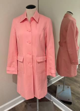 Women's Small EVAN-PICONE Pink Trench Coat, Lined Nice Jacket LIKE NEW 1
