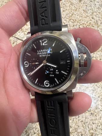 New Panerai Luminor Bi-Tempo 44mm Black Dial Automatic Watch 1:1 Clone 1