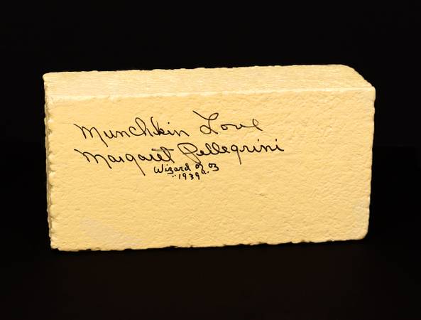Wizard of Oz Munchkin Margaret Pellegrini Signed Yellow Brick w/ COA 1