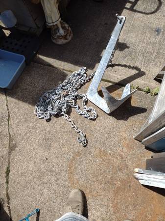 33 pound galvanized boat anchor and 26 foot chain 1