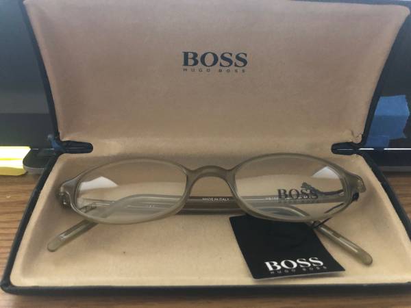 Eyeglasses Frames by Hugo Boss HB1593 OL Clear Olive Green Oval Round 1