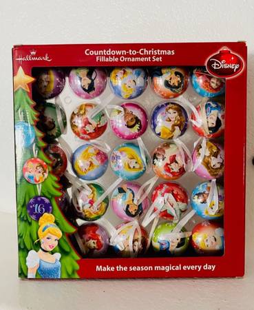 Brand New Countdown to Christmas Fillable Ornament Set Hallmark Disney - Princes 1