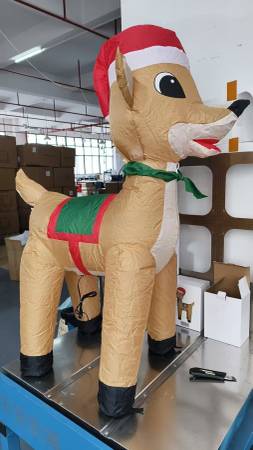 Christmas Inflatable Reindeer with Santa Hat — Yard Decor, New 1