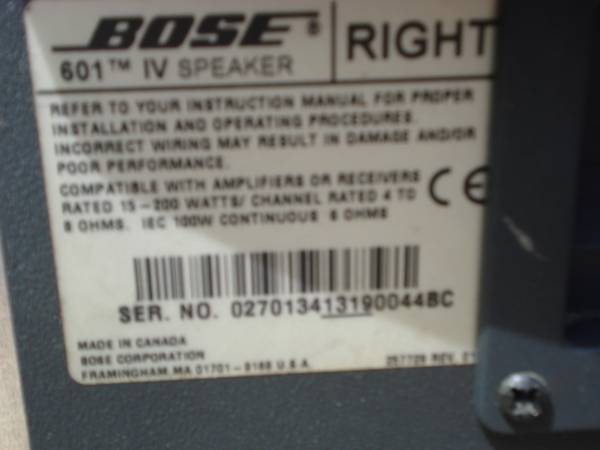 Bose 601 series IV speaker pair & pair Bose 141 (not pictured) - $100 (Ocklawaha)63438507161217122