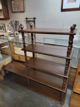 Five Tier Dark Wood Spindle Bookshelf / Display Shelf #459-4 1