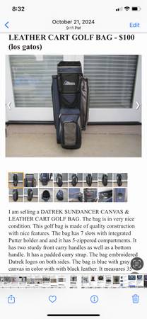 DATREK SUNDANCER CANVAS & LEATHER CART GOLF BAG 1