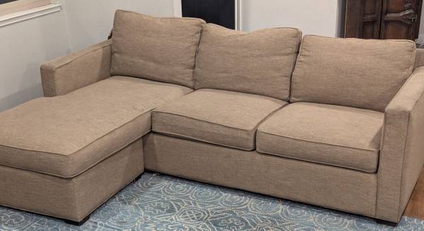 Brown Sectional Couch 88" Crate & Barrel Axis 2 1