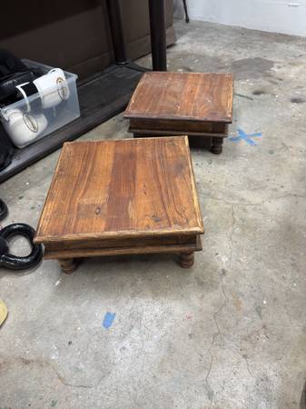 2 (Two) Solid Teak Plant Stands Pedastals 1