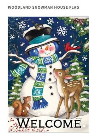 WOODLAND SNOWMAN HOUSE FLAG 1