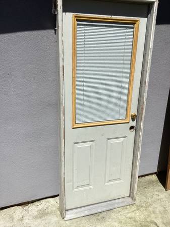 metal prehung door with window and integrated blind 1
