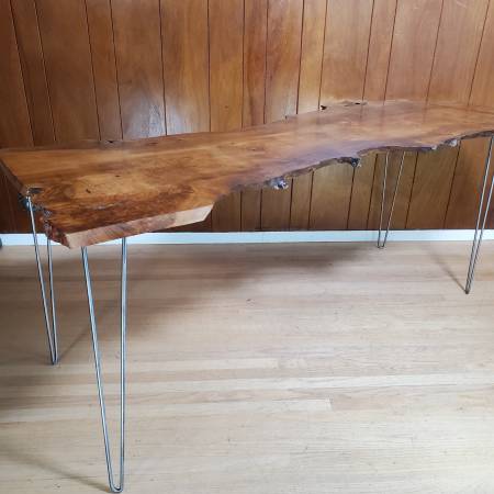 74" Live Edge Slab Entryway Table on Brushed Hairpin Legs 1