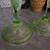 Vintage INDIANA TIARA GLASS Chantilly Green Candlestick Candle Holders 4 thumbnail