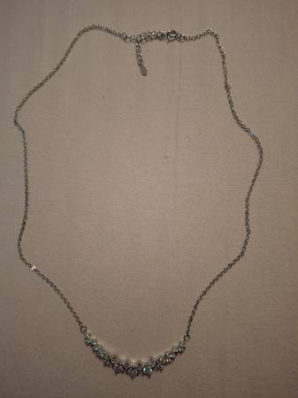Zirconia Silver coating necklace moon shape 1