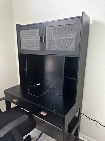 New Computer Desk + Storage Hutch (Smart Lighting & Built-in Power 1