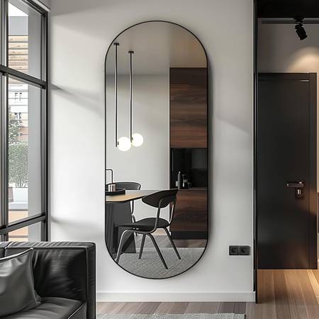Arched Full Length Floor Mirror, 64×21 Oval Full Floor Mirror 1